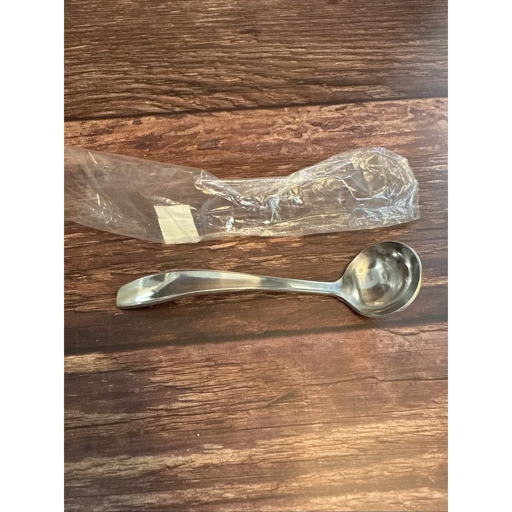 Silver Tone Sugar Spoon Stainless Steel Japan Vintage 4.5